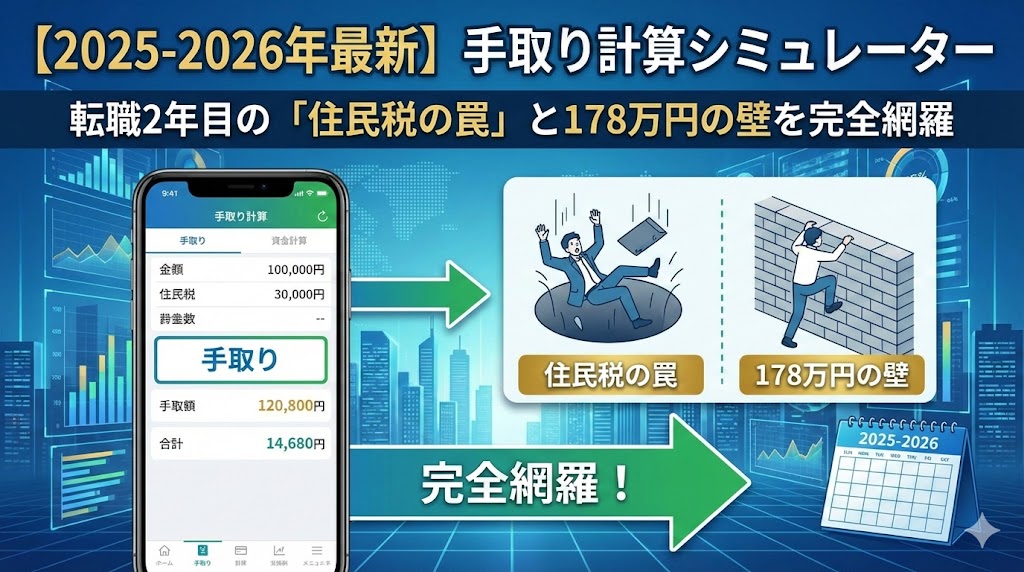 【2025-2026年最新】手取り計算シミュレーター｜転職2年目の「住民税の罠」と178万円の壁を完全網羅