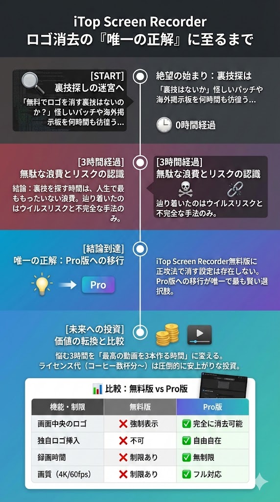 iTop Screen Recorder使い倒し術!邪魔な透かし(ロゴ)の消し方とプロ級の高画質設定ガイド