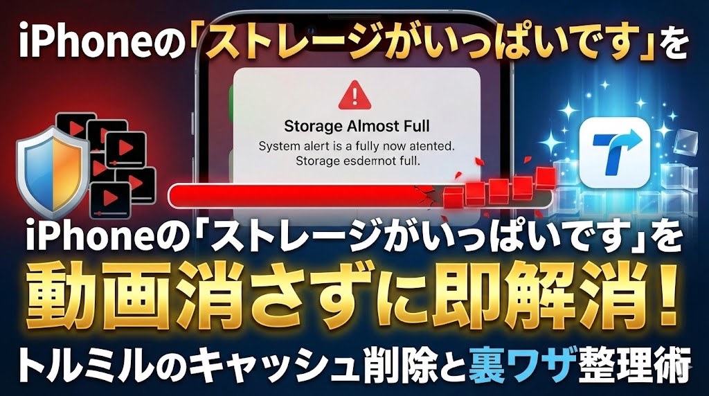 iPhoneの「ストレージがいっぱいです」を動画消さずに即解消！トルミルのキャッシュ削除と裏ワザ整理術