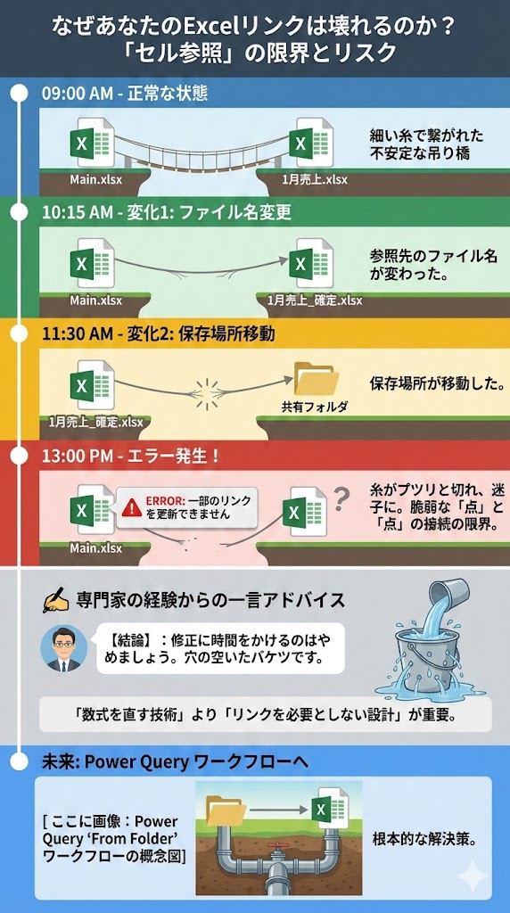 Power Query 'From Folder' ワークフローの概念図