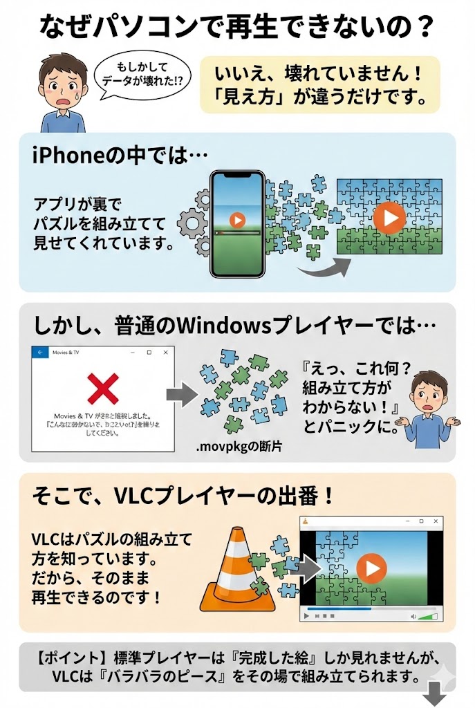 トルミルで保存した動画(.movpkg)をパソコンで再生する方法