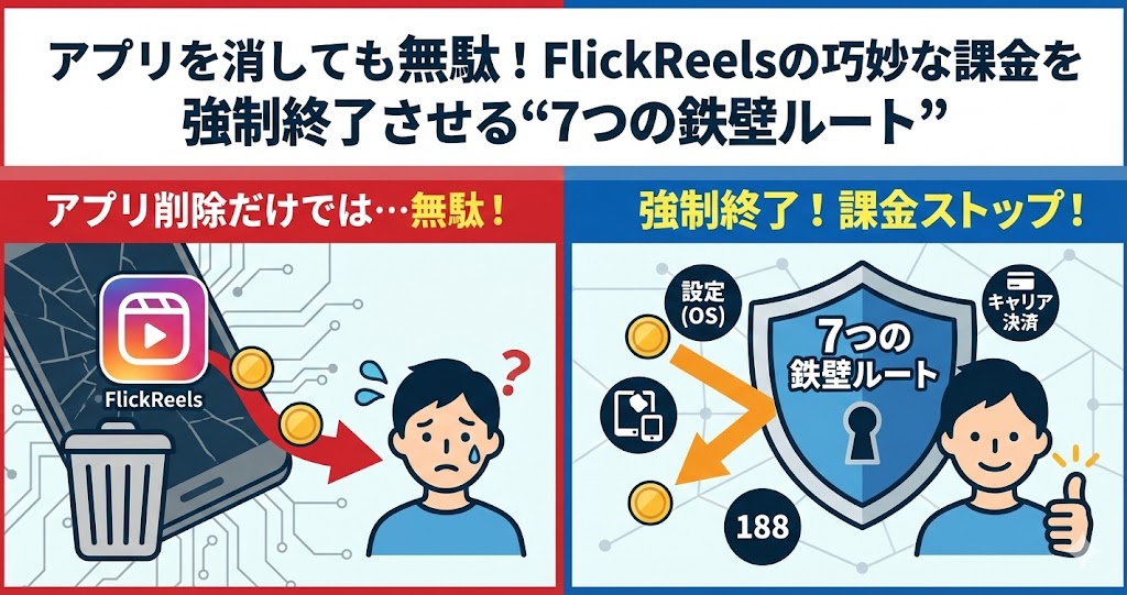 アプリを消しても無駄！FlickReelsの巧妙な課金を強制終了させる“7つの鉄壁ルート”